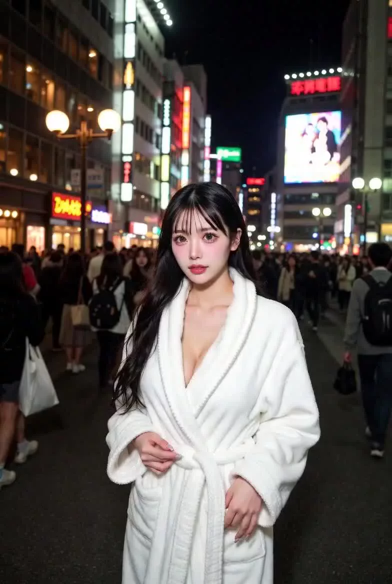 バスローブで街歩き！
