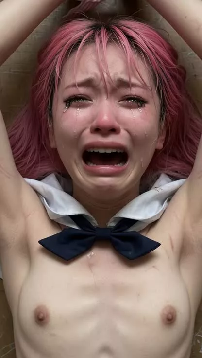 号泣貧乳ピンク髪