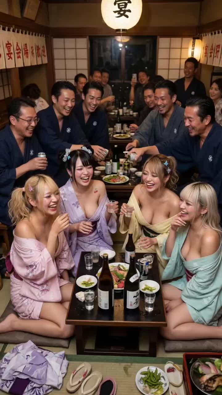 【長尺動画】温泉旅館でギャル達の中出し大乱交① のサムネイル