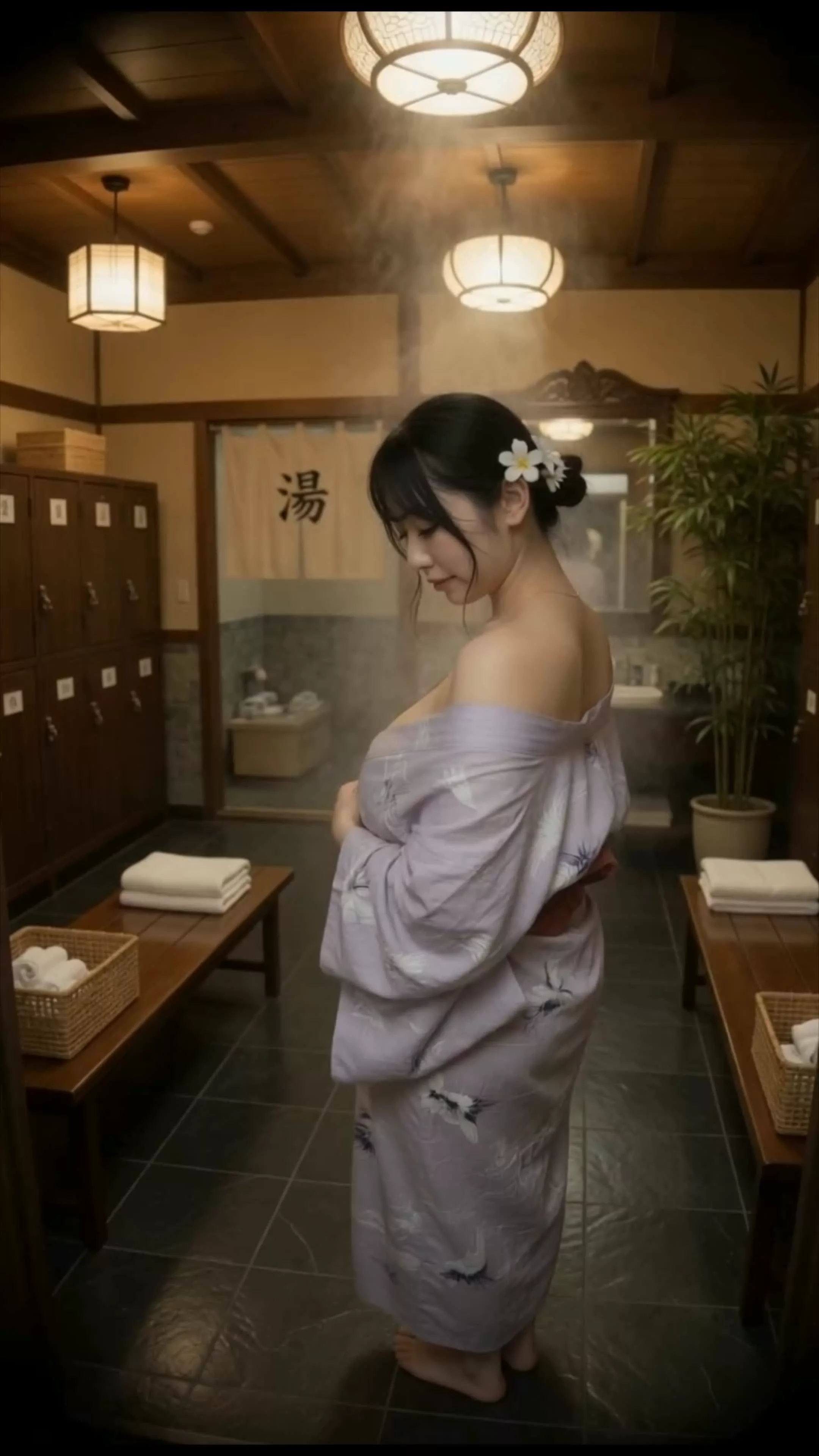 温泉旅館で美女を撮影