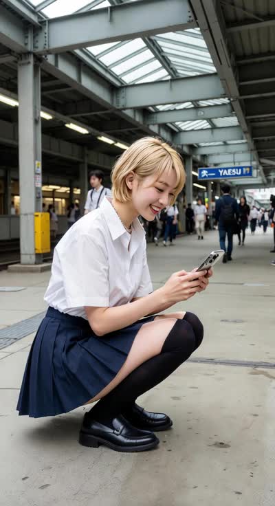 露出狂ノーブラ金髪美女💖 のサムネイル