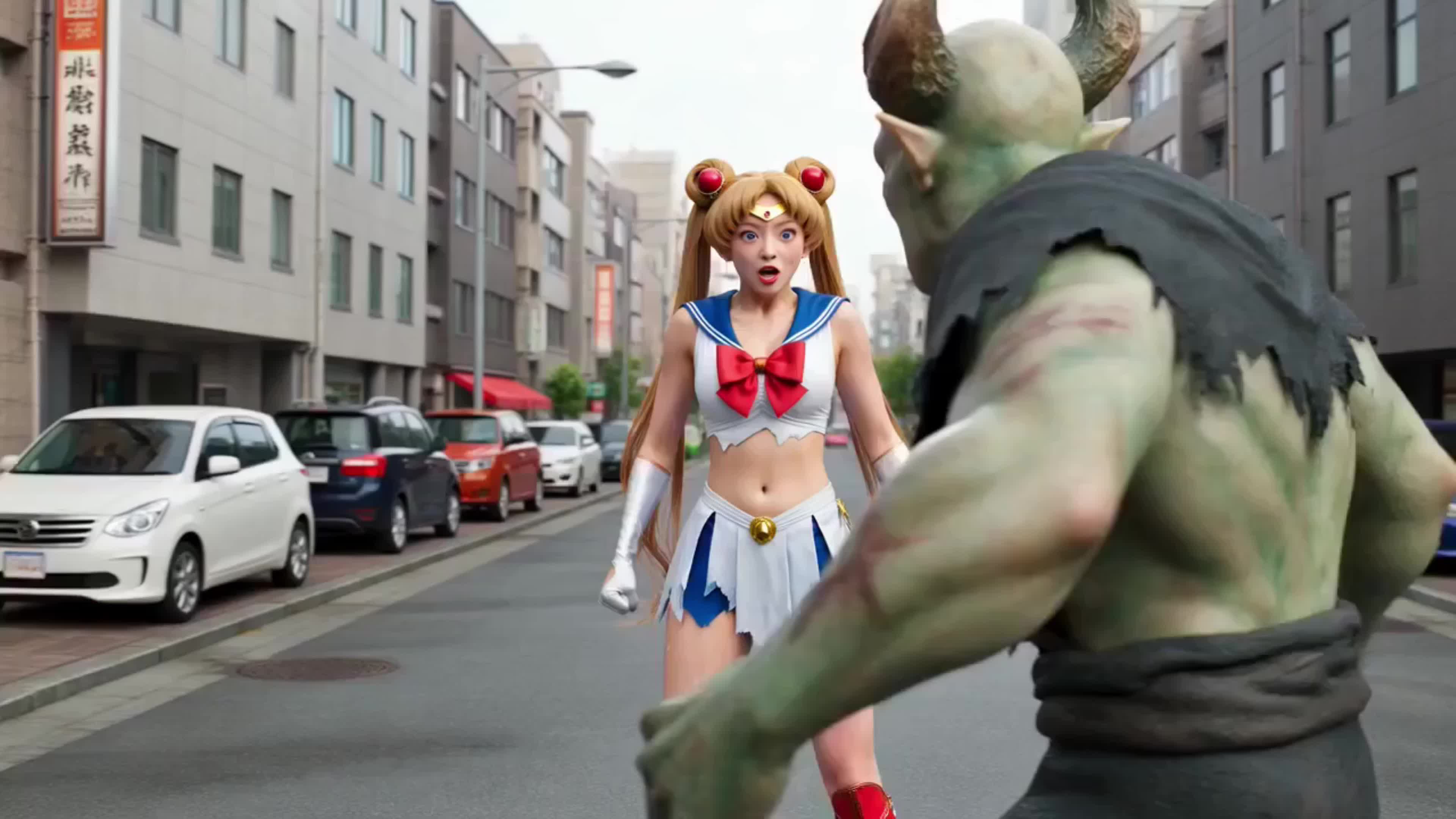 Grokで生成したＡＩ動画、テーマ「コスプレイヤー」 のサムネイル