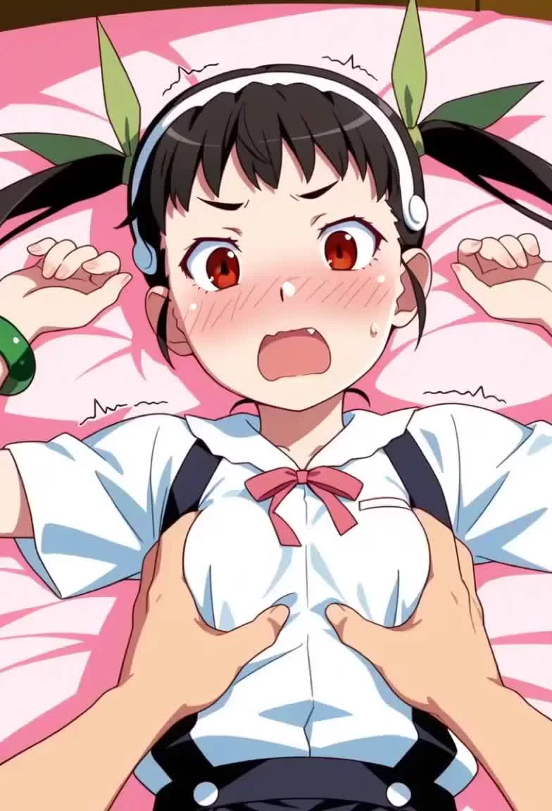 八九寺真宵に似たキャラが揉まれて脱がされる