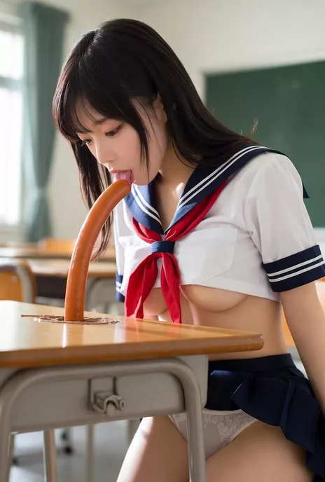 女子高生　擬似フェラ