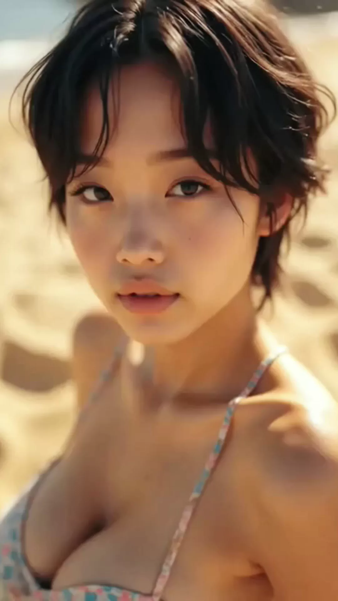 砂浜でフェラ