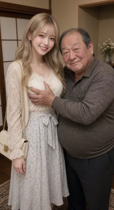 居候女子大生　大家の胸揉み