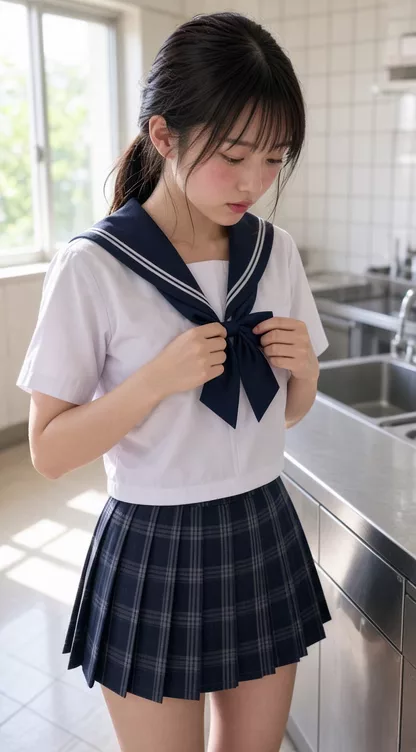 調理実習で裸にエプロン① のサムネイル
